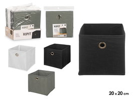Kipit Caja Organizadora Plegable 20x20x20 cm con Tapa, Surtido de Colores (Blanco, Gris, Negro), Tela y Cartón (Set de 24)