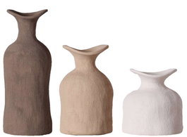 DKD Home Decor Set de 3 Jarrones de Gres Multicolor VASET