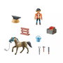 PLAYMOBIL 71357 Herrador Ben y Caballo Aquiles Set, con Yunque, Tenazas, Martillo y Fragua - Juguete de Herraje para +5 años