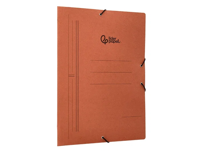 Liderpapel Carpeta de Gomas Tres Solapas Cartón Compacto Folio Color Cuero