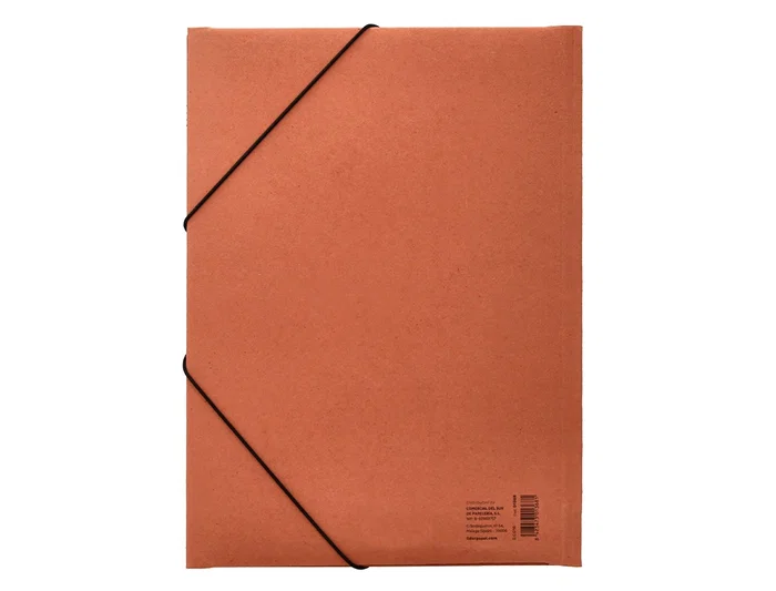 Liderpapel Carpeta de Gomas Tres Solapas Cartón Compacto Folio Color Cuero