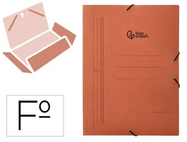 Liderpapel Carpeta de Gomas Tres Solapas Cartón Compacto Folio Color Cuero
