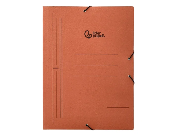 Liderpapel Carpeta de Gomas Tres Solapas Cartón Compacto Folio Color Cuero