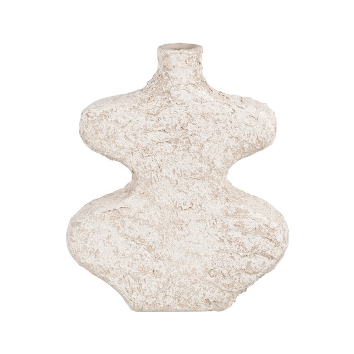 Jarrón Blanco Rústico Cerámica 28 X 8 cm