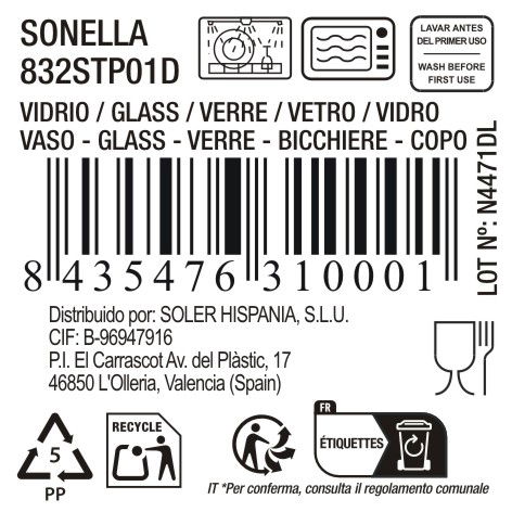 La Mediterranea Vaso "Sonella" 270 cc Morado (48 Unidades)