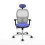 PIQUERAS Y CRESPO Silla de oficina Jorquera con mecanismo Sincro/Traslack, Azul claro y Blanco