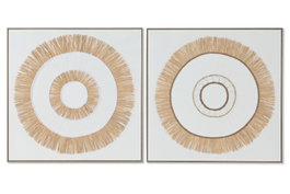 DKD Home Decor Cuadro Lienzo Yute Boho Surtido de 2 Piezas 92x92x4,5 cm