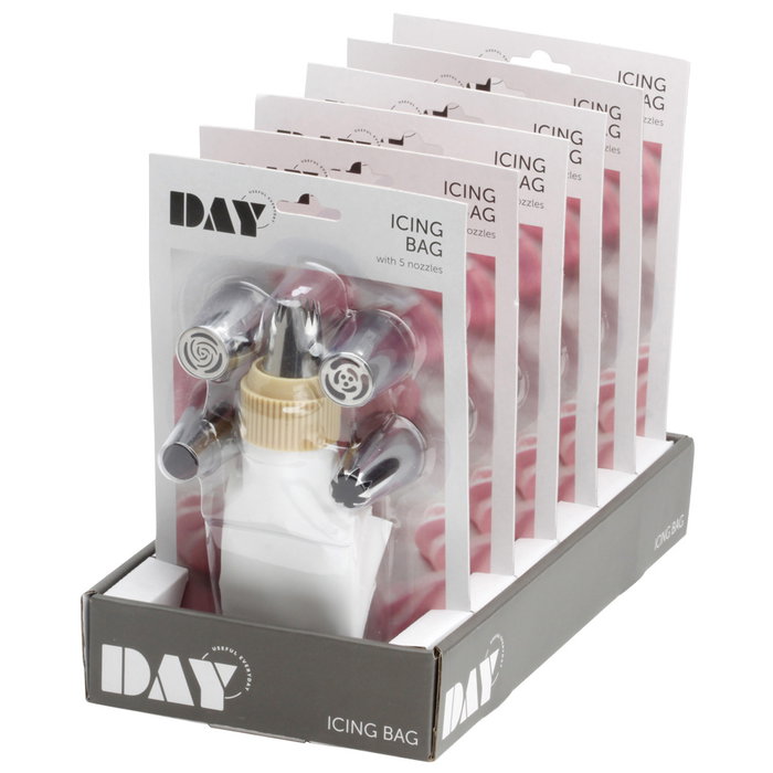 Day Manga Pastelera con 5 Boquillas Acero Inoxidable y Medida 23x33cm Colores Surtidos Day Manga Pastelera con 5 Boquillas Acero Inoxidable y Medida 23x33cm Colores Surtidos