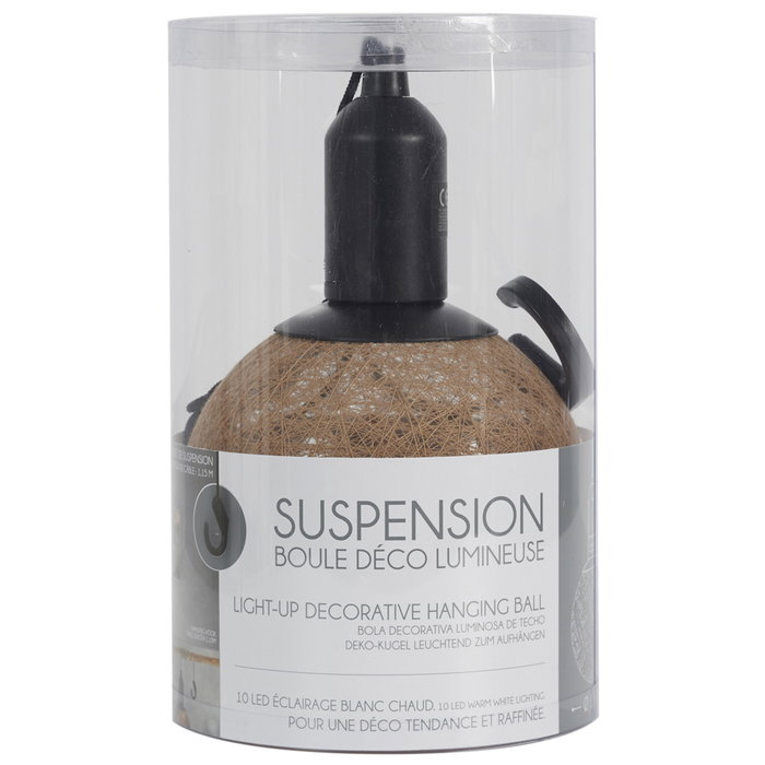 Home Deco Factory Bola Led Colgar Beige Diámetro 15 cm Luz Cálida Pilas AAA