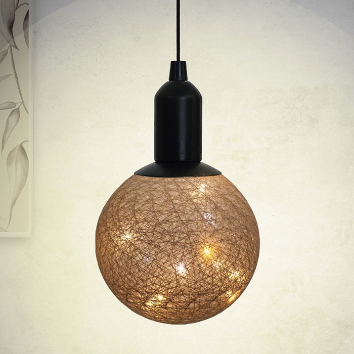 Home Deco Factory Bola Led Colgar Beige Diámetro 15 cm Luz Cálida Pilas AAA