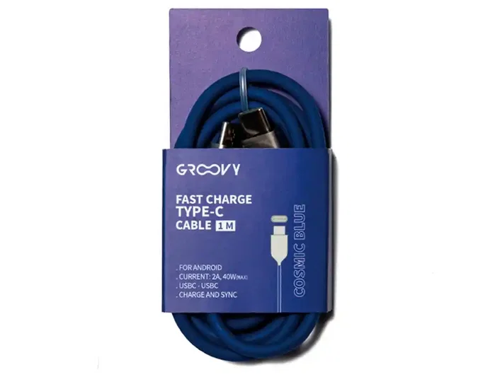 GROOVY Cable USB-C a Lightning de 1 m, Azul Cobalto