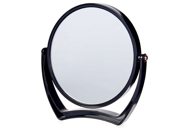 Berilo Espejo Redondo Negro Plástico Cristal 19 cm x 18.7 cm x 2 cm (Set de 12)