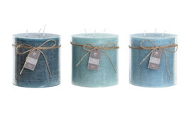 DKD Home Decor Vela Basicos Turquesa Azul 12 x 12 x 12 cm (3 Unidades)