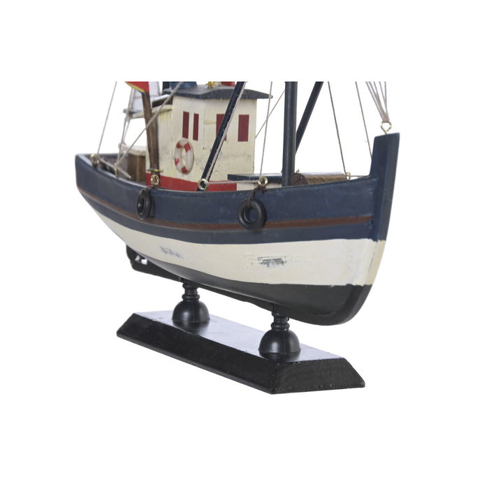 DKD Home Decor Barco de Madera Pescero Blanco y Azul Marino 30x8x28 cm DKD Home Decor Barco de Madera Pescero Blanco y Azul Marino 30x8x28 cm