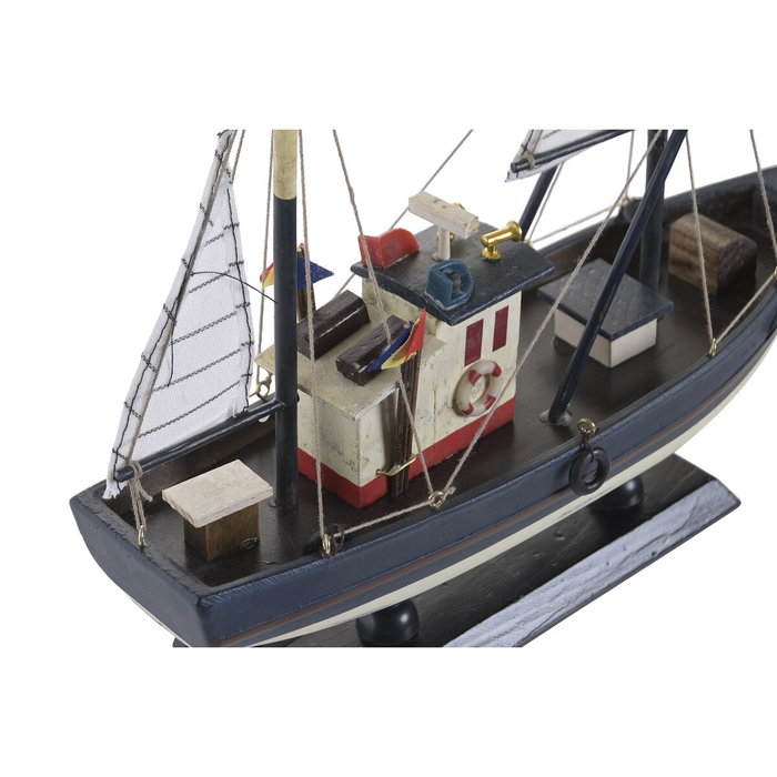 DKD Home Decor Barco de Madera Pescero Blanco y Azul Marino 30x8x28 cm DKD Home Decor Barco de Madera Pescero Blanco y Azul Marino 30x8x28 cm