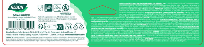 Inde Set 40 Papel Airfryer Perforado Redondo 23 cm (24 Unidades)