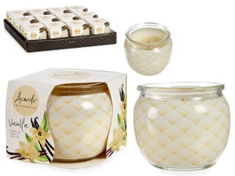 Acorde Vela Perfumada en Tarro de Cristal, Aroma Vainilla, de Cera, Vidrio, Dimensiones 7x6x7 cm (Set de 12)