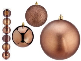 KRIST+ Set de 6 Bolas de Navidad Marrón 10 cm