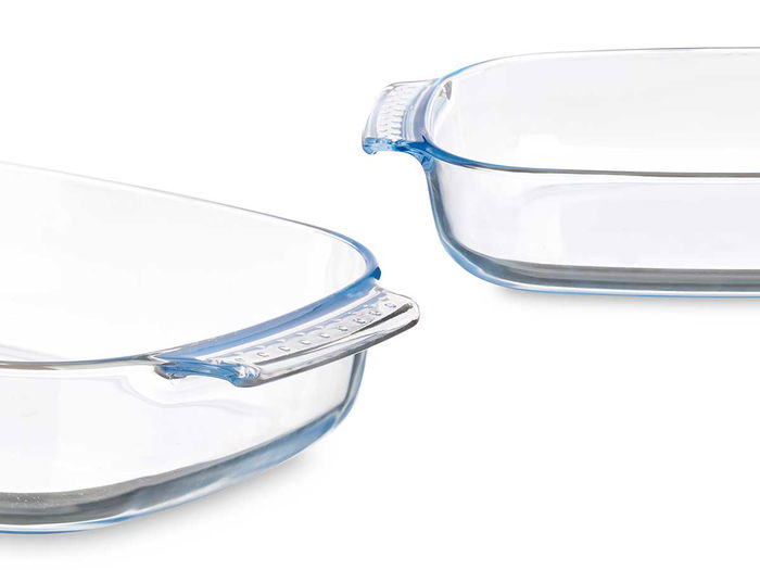 Vivalto Bandeja Rectangular de Borosilicato con Asas, 2700ml, Transparente, 34 x 6 x 22 cm (Set de 12)