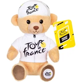 GIPSY TOYS Peluche oficial Tour de Francia Oso con maillot y gorra - El mejor joven ganador, blanco, 15 cm, referencia AABJX35764