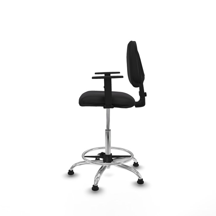 PIQUERAS Y CRESPO Taburete Isso CP similpiel negro con brazos y base cromada