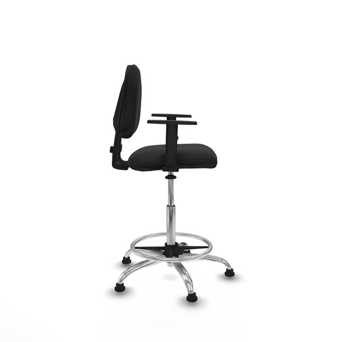 PIQUERAS Y CRESPO Taburete Isso CP similpiel negro con brazos y base cromada