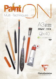 Bloc De Dibujo Clairefontaine Paint On Multitecnicas Encolado A3 250G 40H (Set de 2)