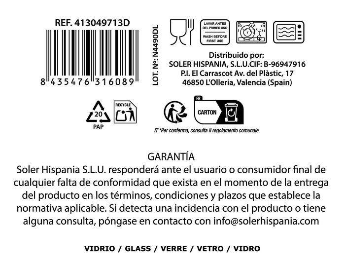 La Mediterranea Vaso 360 cc Nalon Optic (48 Unidades)