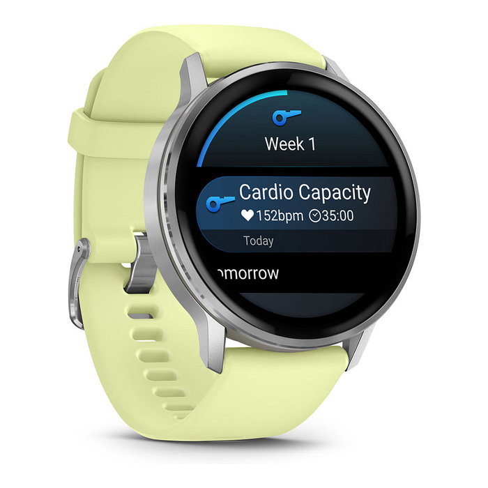 Garmin Venu 4 Smartwatch GPS, 45 mm, Correa de Silicona, Color Gris/Plata/Limón, Pantalla AMOLED 1.4", 8 GB, Seguimiento Actividad, Pulsómetro