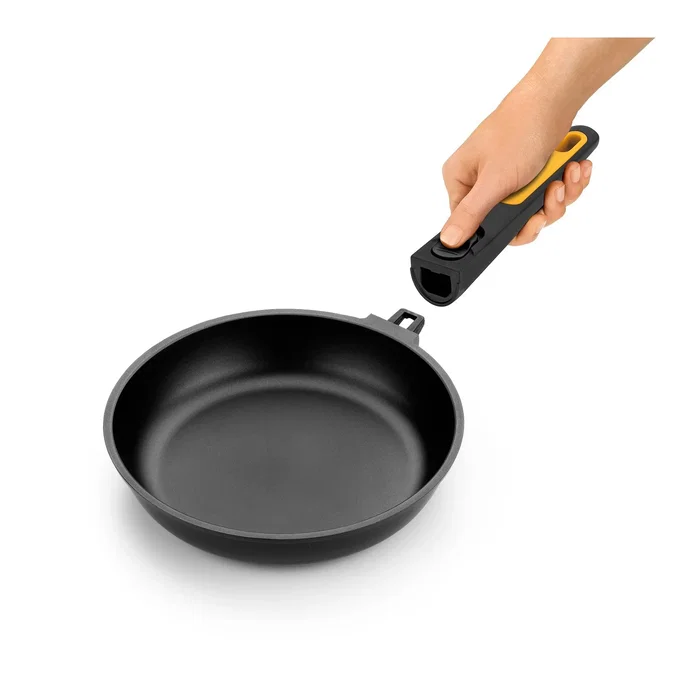 BRA Fast Click Sartén Multiuso 24cm | Aluminio Fundido 5.5mm | Teflón Select Antiadherente | Compatible con Inducción y Horno hasta 220°C | Mango Desmontable