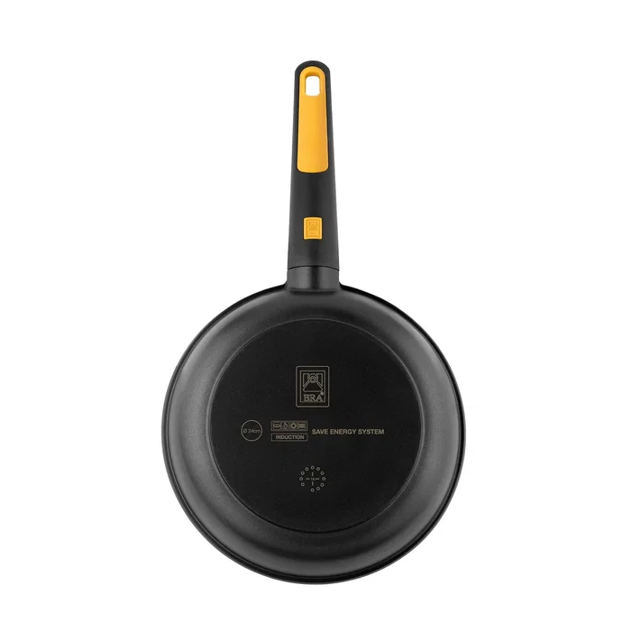 BRA Fast Click Sartén Multiuso 24cm | Aluminio Fundido 5.5mm | Teflón Select Antiadherente | Compatible con Inducción y Horno hasta 220°C | Mango Desmontable