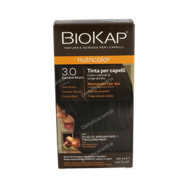 BIOKAP Tinte Dark Brown Dye Castaño Oscuro #3.0 - 140 ml - Tinte vegetal con aceite de argán para cubrir canas y nutrir el cabello