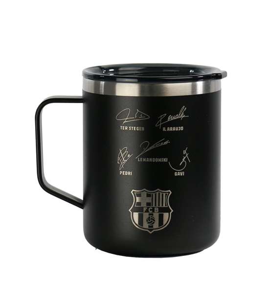 Taza Termo con Tapa F.C. Barcelona Azul marino Acero Inoxidable