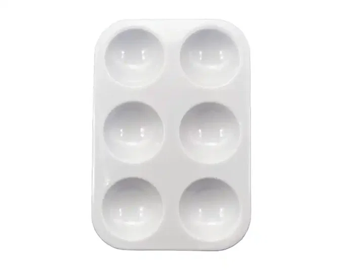 Liderpapel Paleta de plástico rectangular con 6 huecos 12,5x8,7 cm