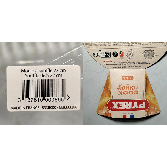 Pyrex® Molde Souffle Horno Boro Cook&Enjoy 21x21x10 cm