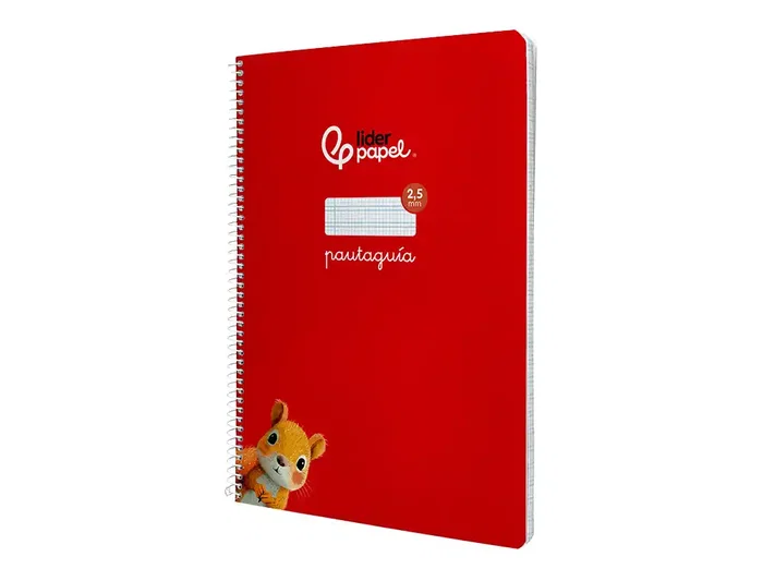 Liderpapel Cuaderno Espiral A4 Pautaguía Tapa Blanda 80 Hojas 75gr Cuadro Pautado 2.5mm Rojo