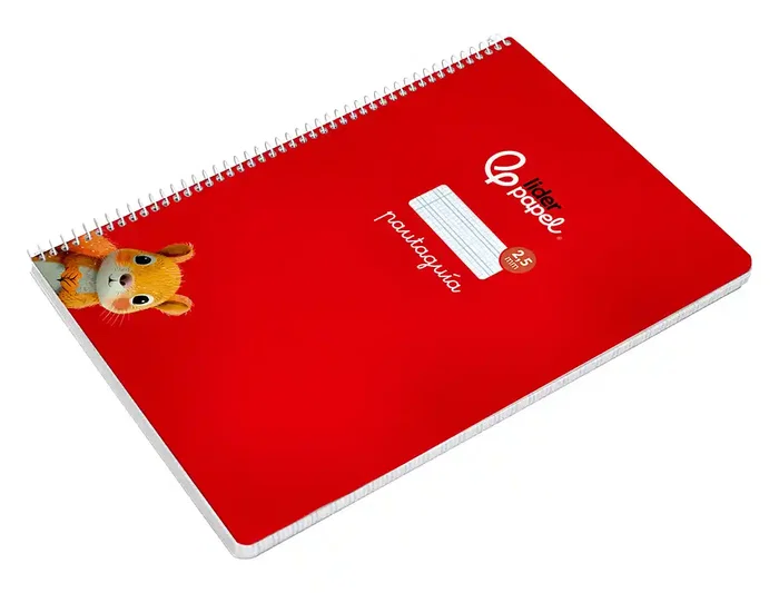Liderpapel Cuaderno Espiral A4 Pautaguía Tapa Blanda 80 Hojas 75gr Cuadro Pautado 2.5mm Rojo
