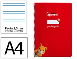 Liderpapel Cuaderno Espiral A4 Pautaguía Tapa Blanda 80 Hojas 75gr Cuadro Pautado 2.5mm Rojo