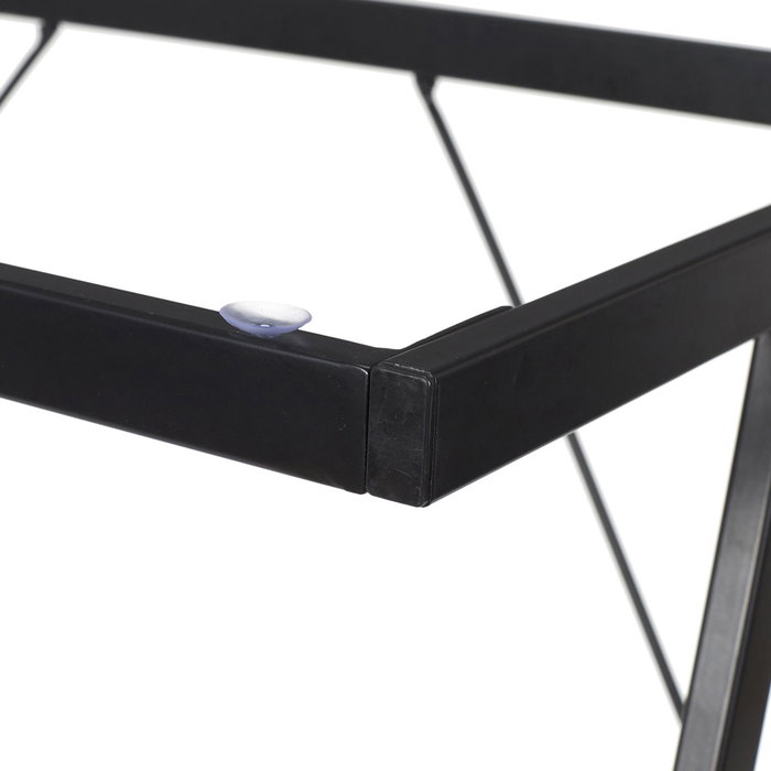 Home Deco Factory Escritorio Mapamundi Negro Mesa con Cristal y Patas de Metal 80x50 cm h.74 cm