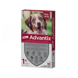 Elanco Advantix Spot On Perro Pipetas para Perros de 10 kg a 25 kg, Tratamiento Antiparasitario, 1 x 2,5 mL