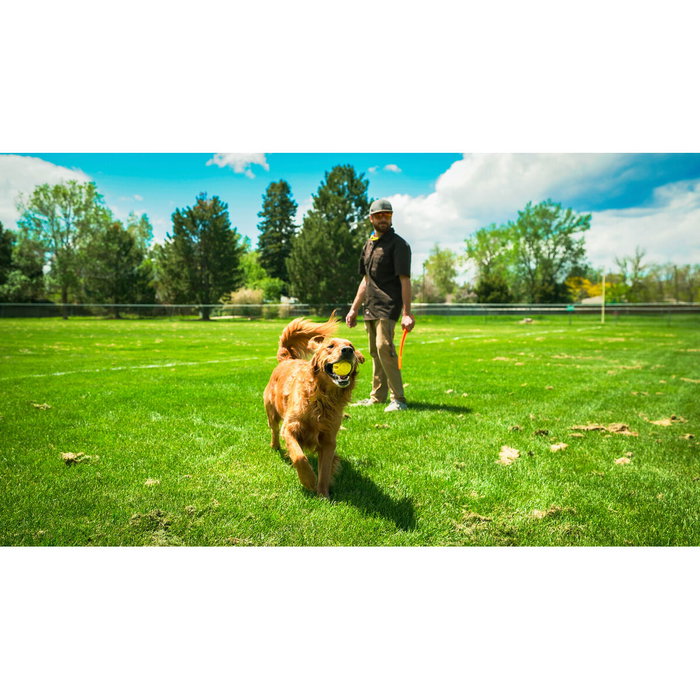 Hunter Flingerz Pelota para Perro de Goma Resistente con Lanzador Rellenable para Snacks con Silbido y Flotante