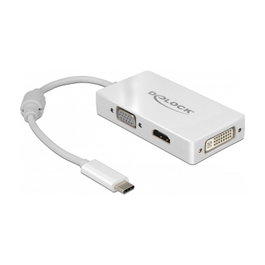 DeLOCK 63924 Adaptador USB Type-C a VGA, HDMI y DVI Blanco