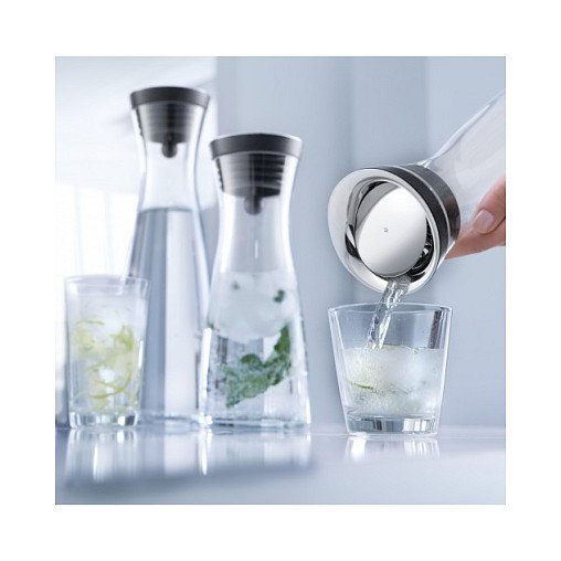 WMF Basic Jarra de Agua 1.5 L, Vidrio, Negro y Transparente, 0617726040