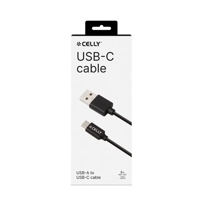 Cable USB-C a USB Celly USB-C2M Negro 2 m