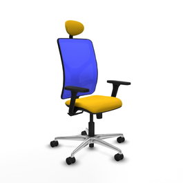 PIQUERAS Y CRESPO Silla de oficina Motilla con mecanismo Sincro, Tela Amarilla y Malla Azul
