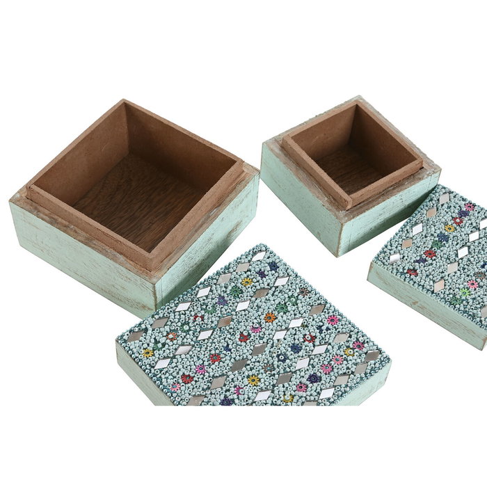 DKD Home Decor Set de 2 Joyeros de Mango y Acrílico Multicolor