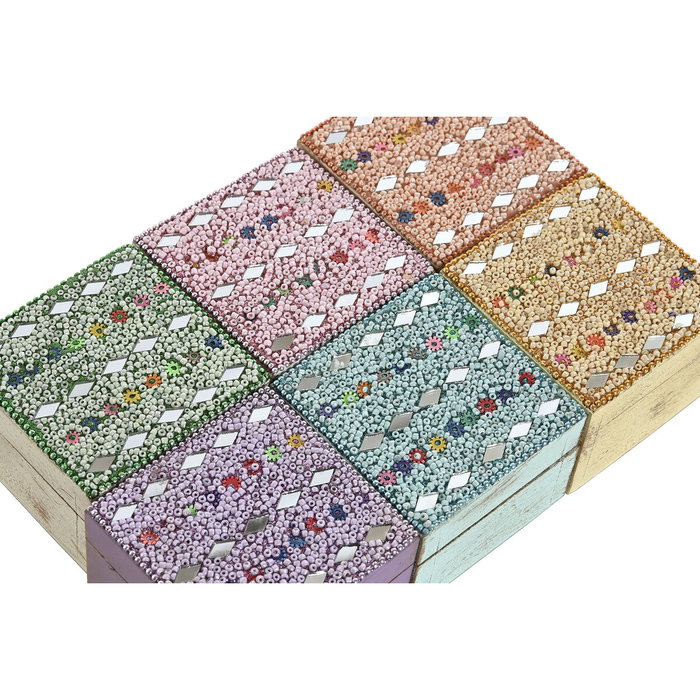 DKD Home Decor Set de 2 Joyeros de Mango y Acrílico Multicolor