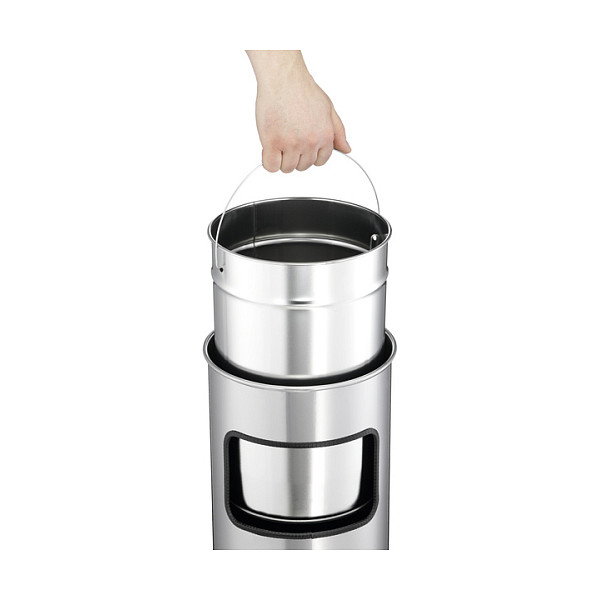 Durable Papierkorb Safe con cenicero redondo plata