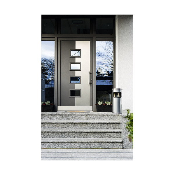 Durable Papierkorb Safe con cenicero redondo plata