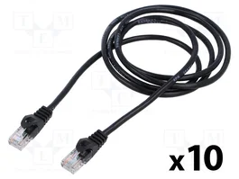 Lanberg Pack de 10 Patchcord Cat 5e U/UTP 1,5m Negro Fluke Passed
